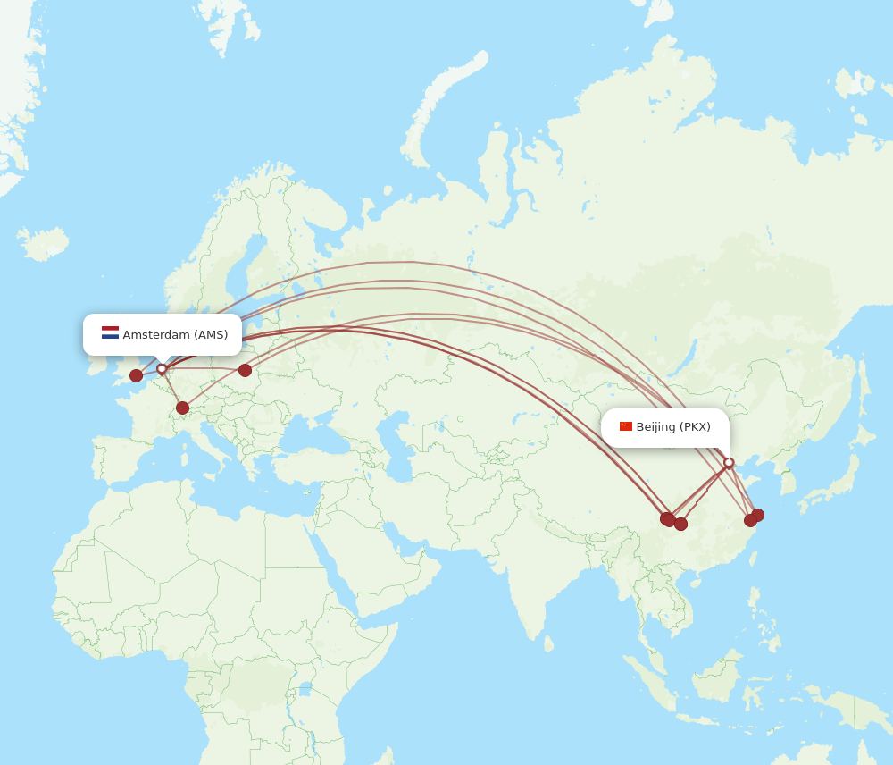 PKX to AMS flights and routes map
