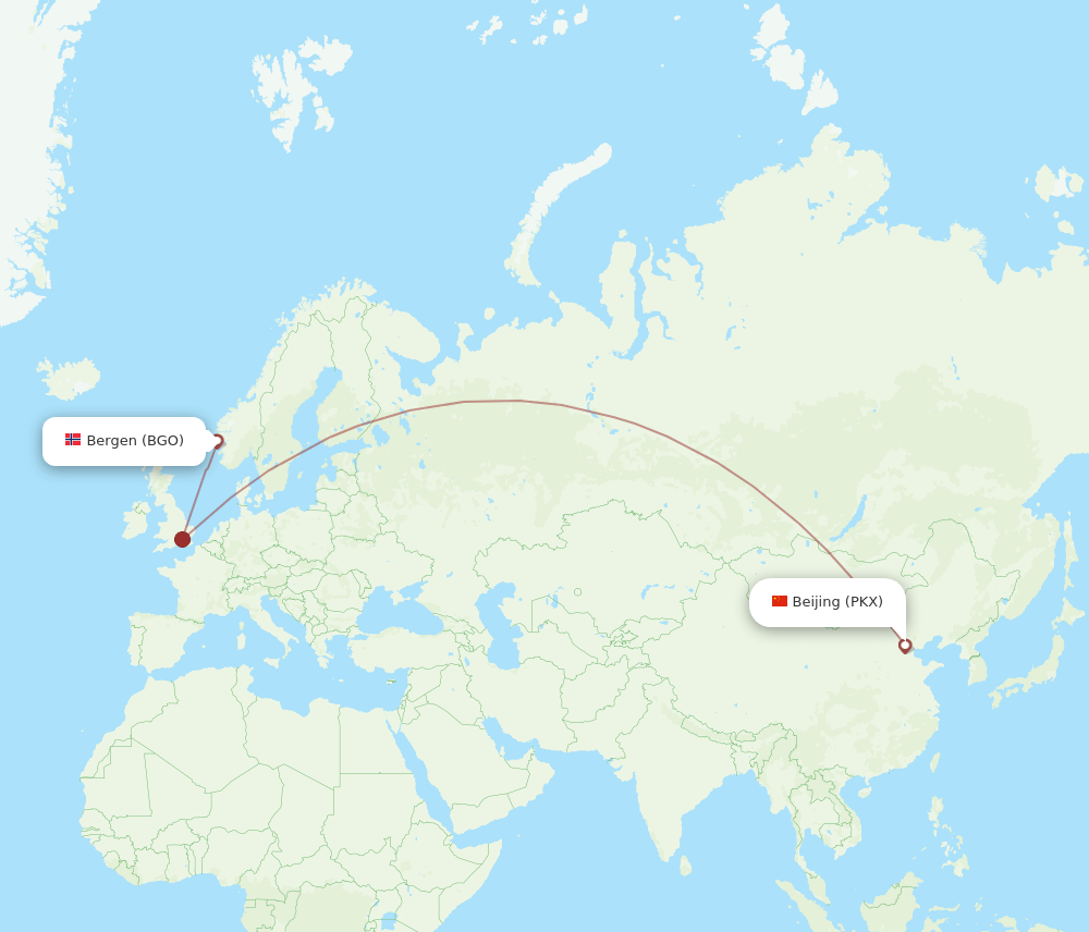 PKX-BGO flight routes