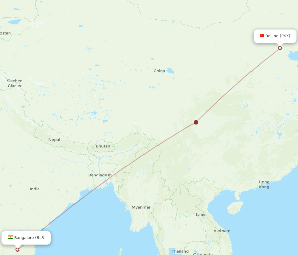 BLR to PKX flights and routes map