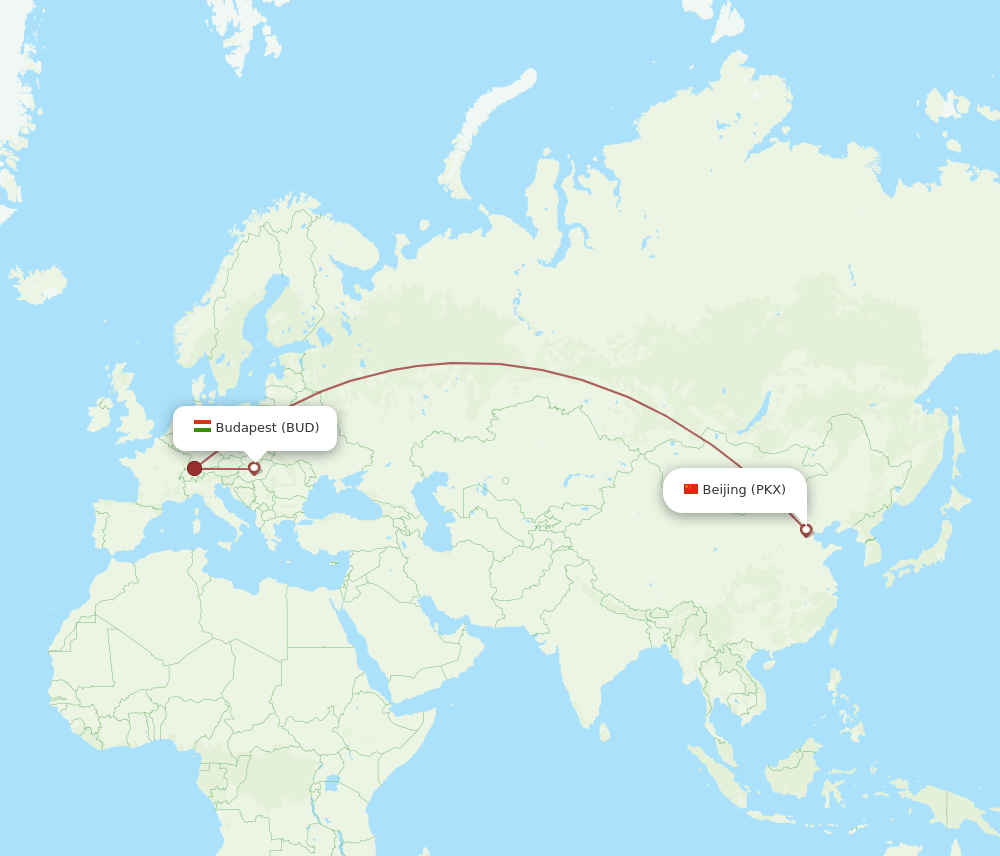 PKX to BUD flights and routes map