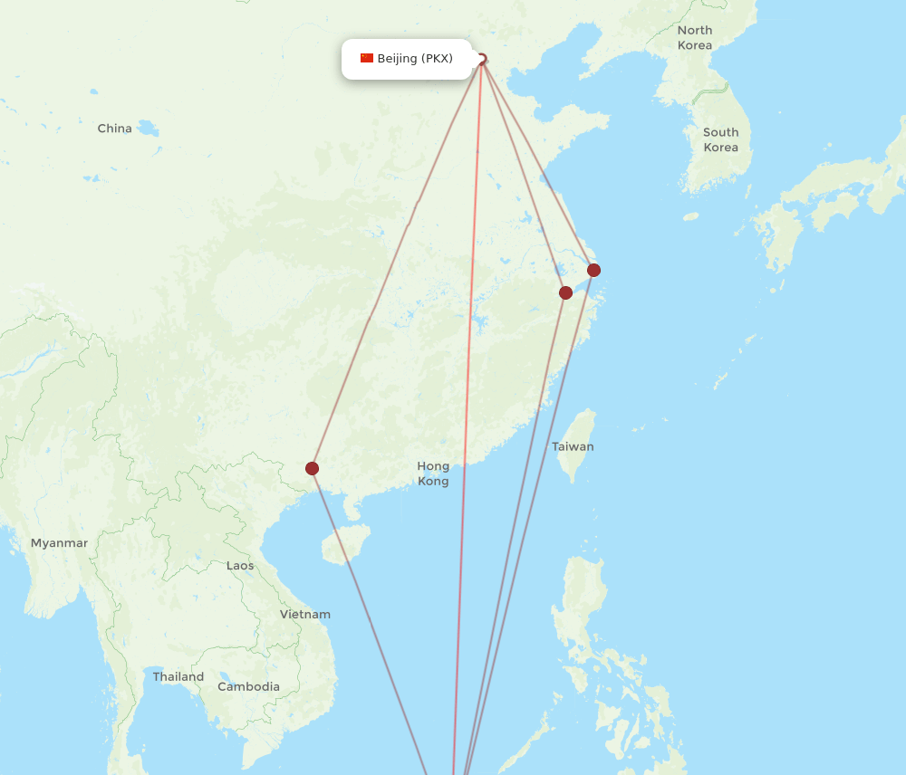 PKX to BWN flights and routes map