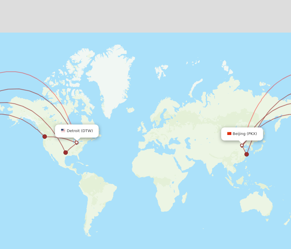 PKX-DTW flight routes