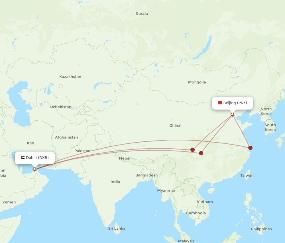 PKX-DXB flight routes