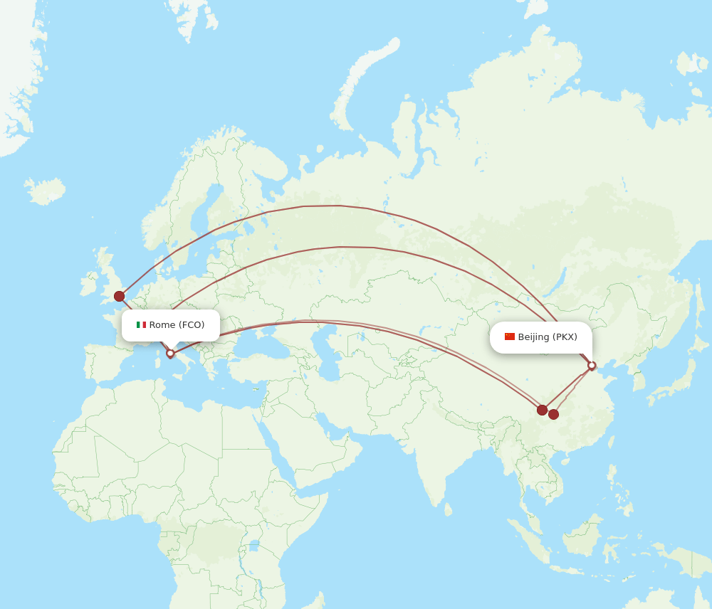 PKX-FCO flight routes
