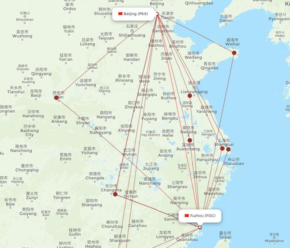 PKX-FOC flight routes