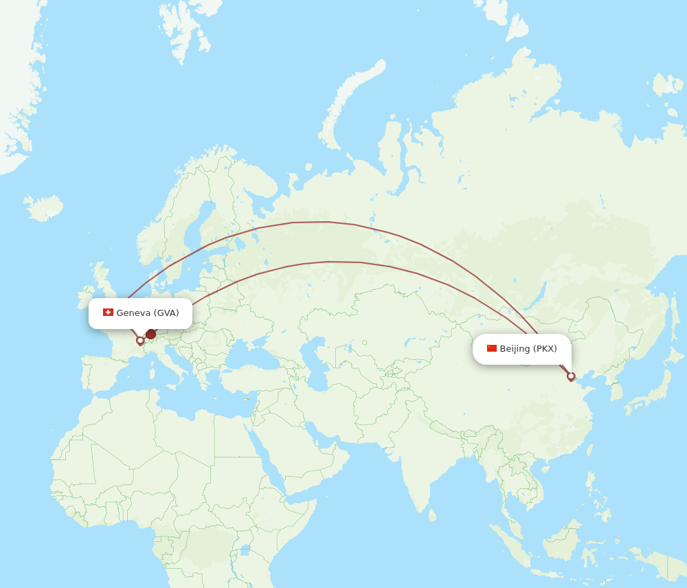 PKX to GVA flights and routes map