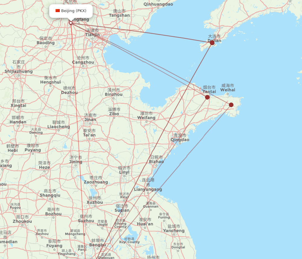 PKX-HFE flight routes