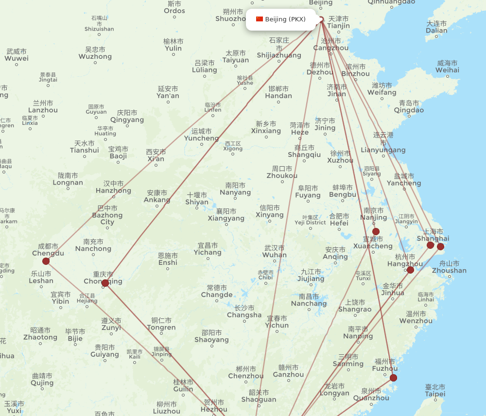 PKX to HKG flights and routes map