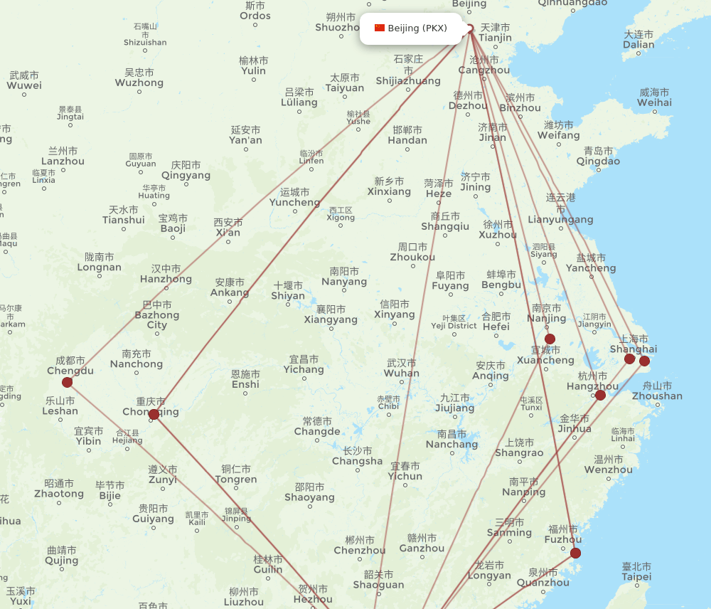 PKX-HKG flight routes