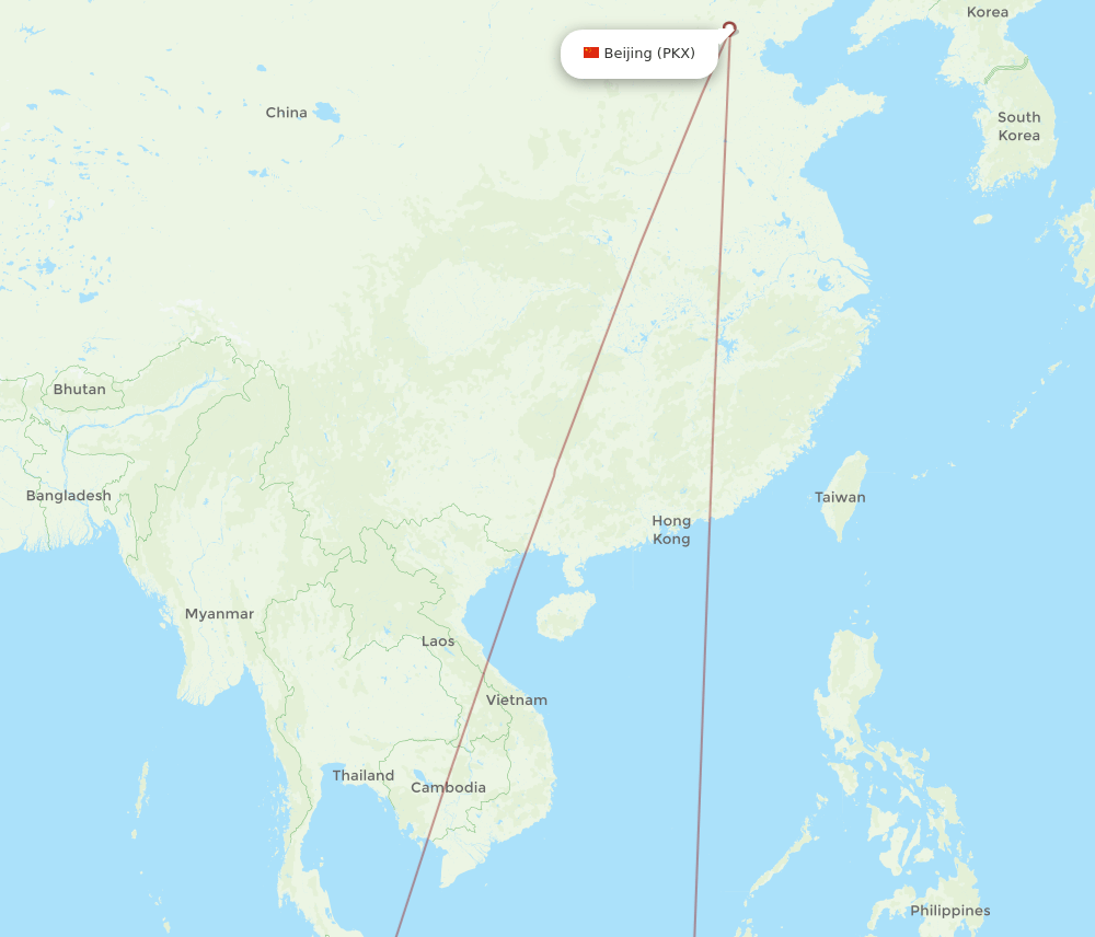 PKX to KCH flights and routes map