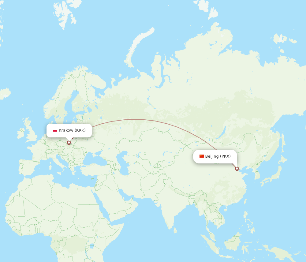PKX-KRK flight routes