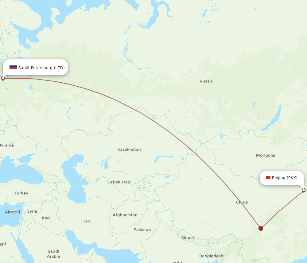 PKX-LED flight routes