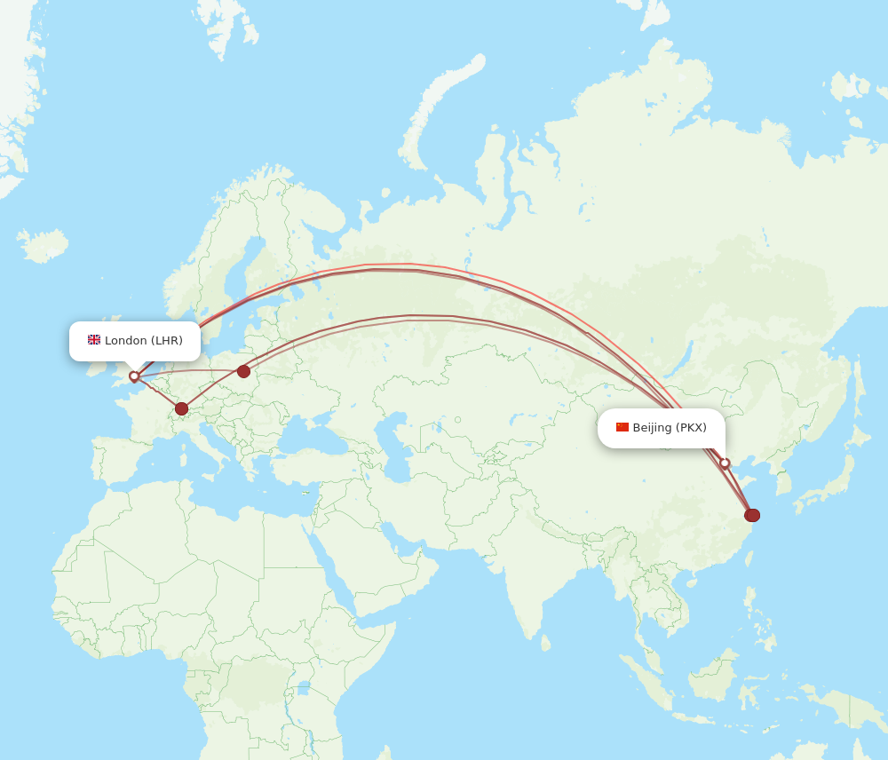PKX to LHR flights and routes map