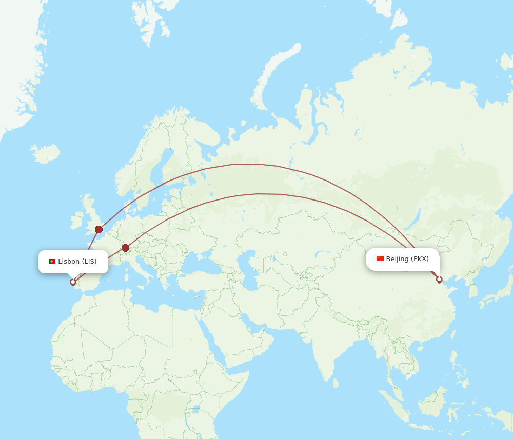 PKX-LIS flight routes
