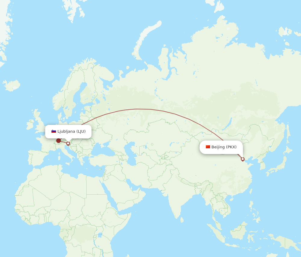 PKX-LJU flight routes