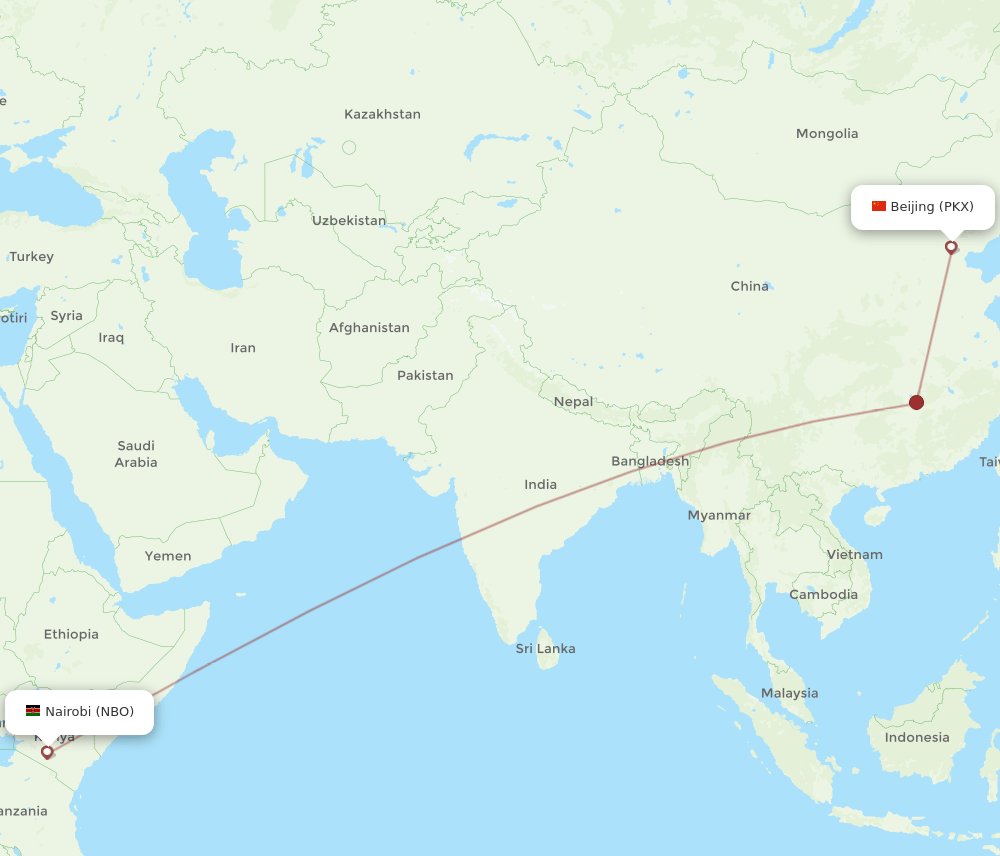 PKX-NBO flight routes