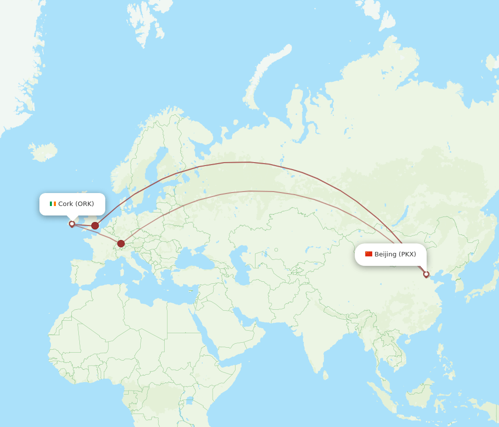 PKX-ORK flight routes