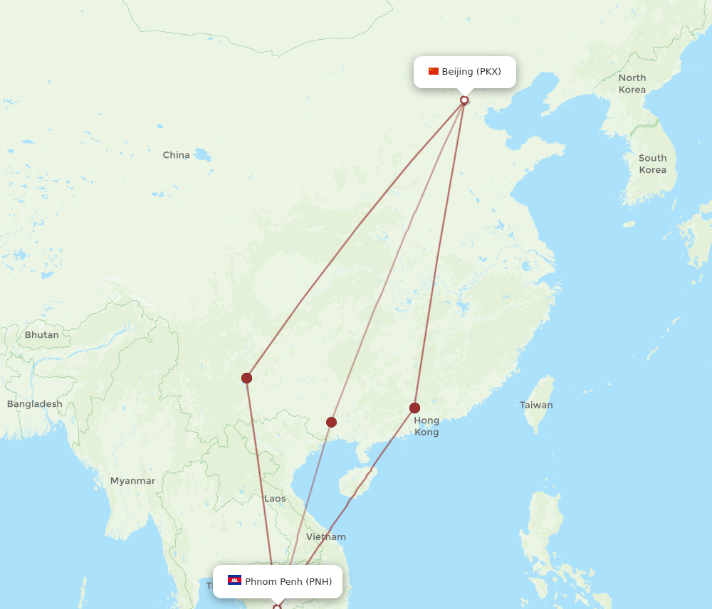 PKX to PNH flights and routes map