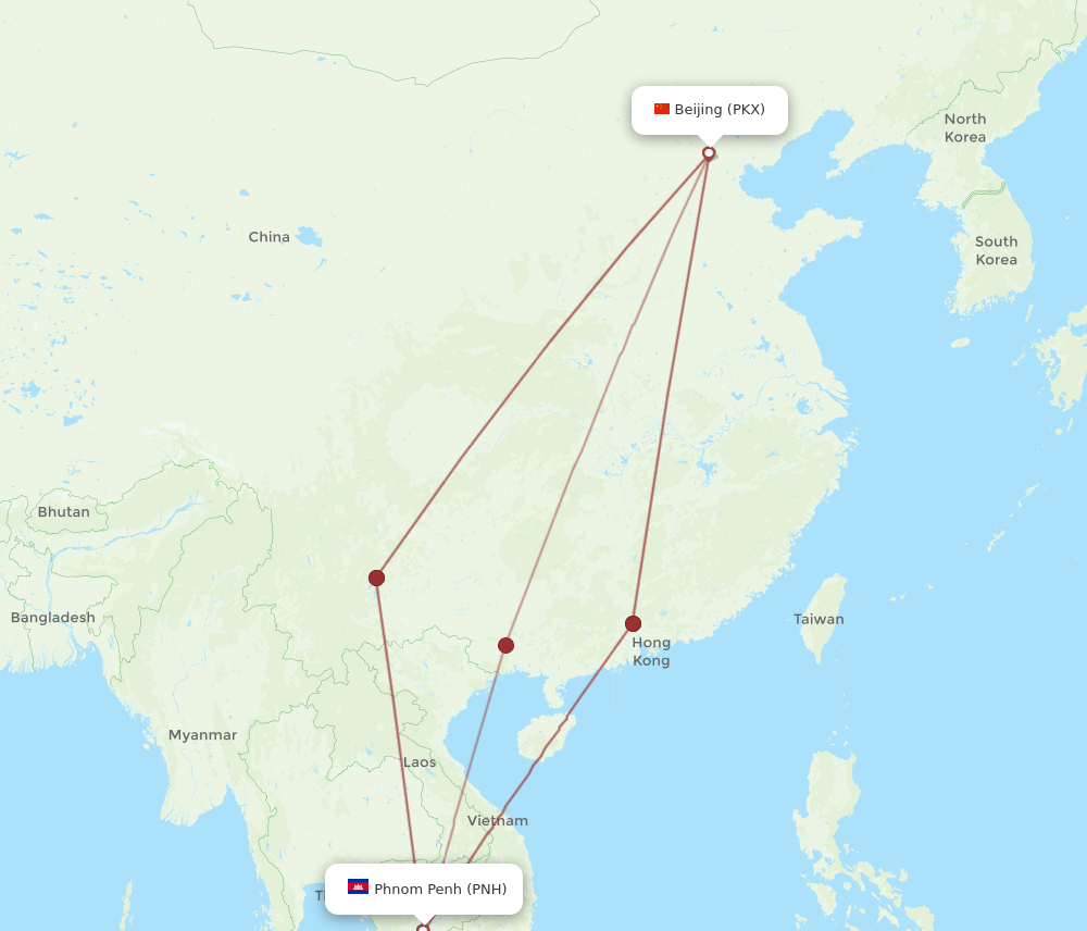 PKX-PNH flight routes