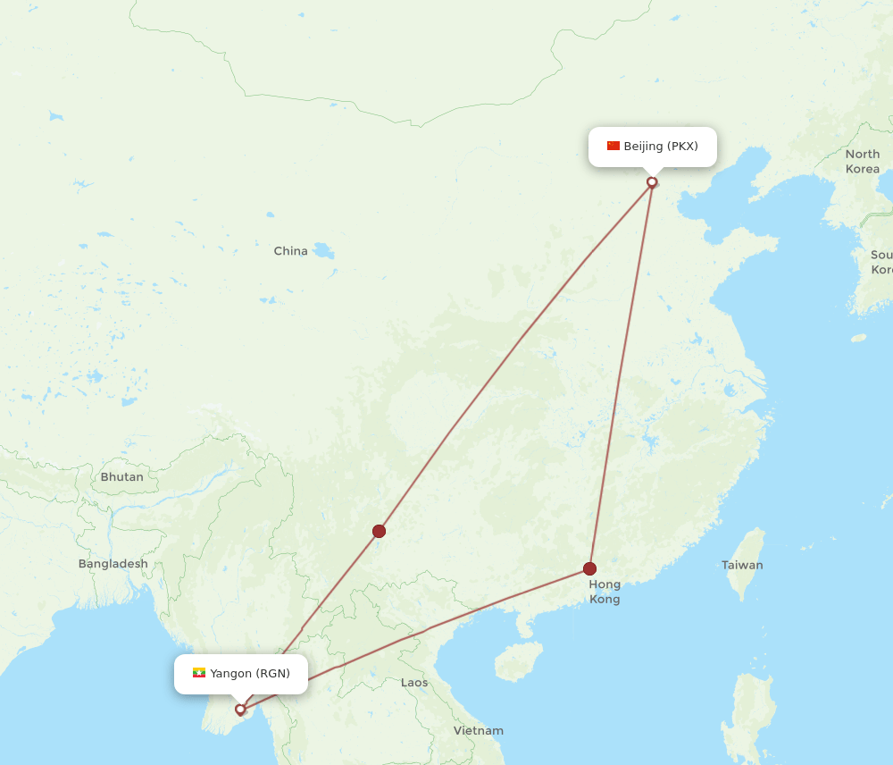 PKX-RGN flight routes