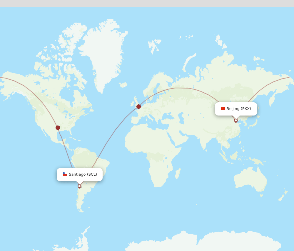 PKX to SCL flights and routes map