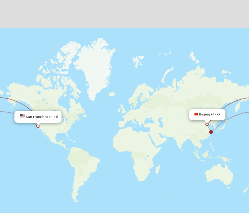 PKX to SFO flights and routes map