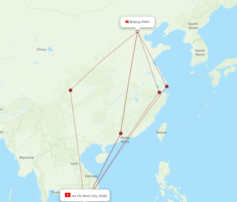 PKX-SGN flight routes
