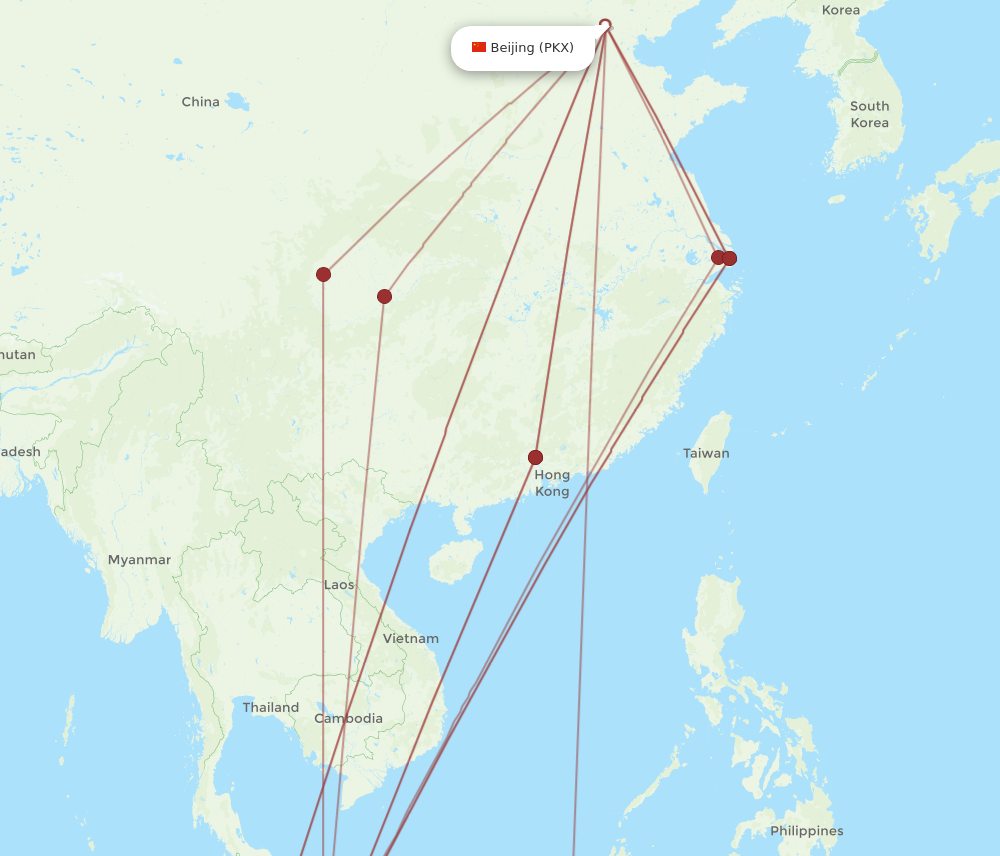 PKX to SIN flights and routes map