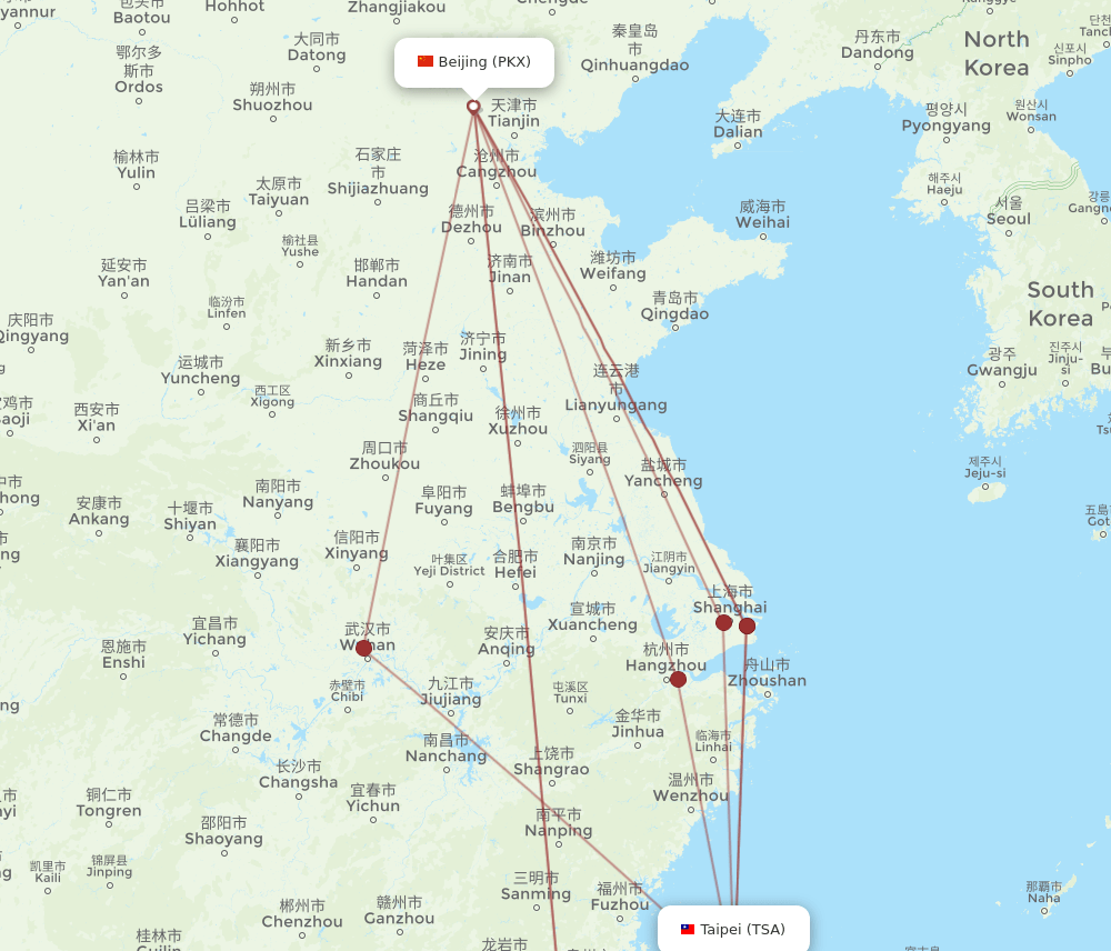PKX-TSA flight routes