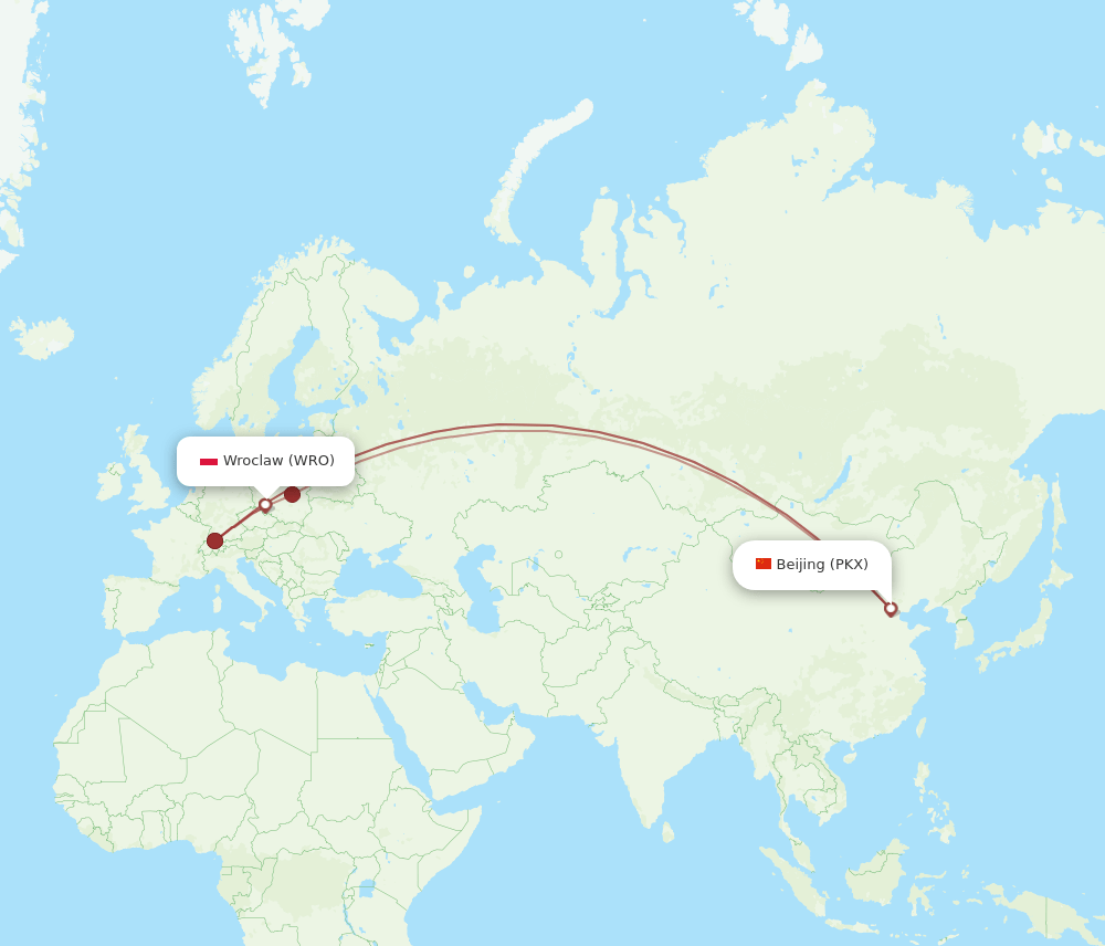 PKX-WRO flight routes