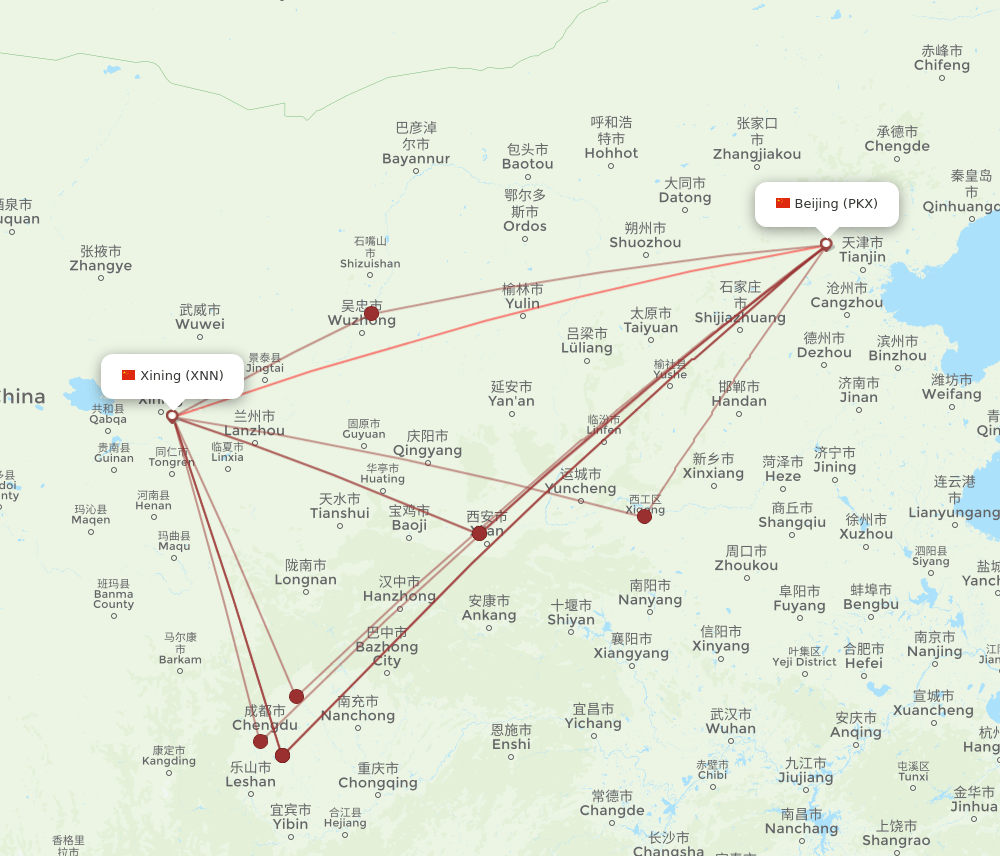 PKX-XNN flight routes