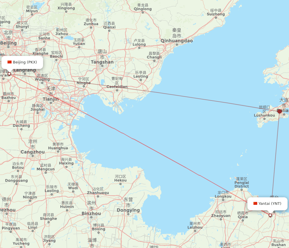 PKX-YNT flight routes