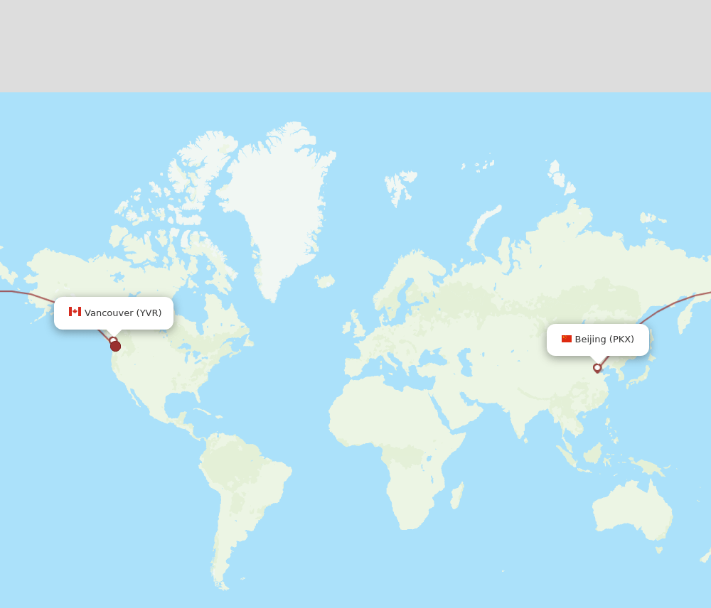 PKX to YVR flights and routes map