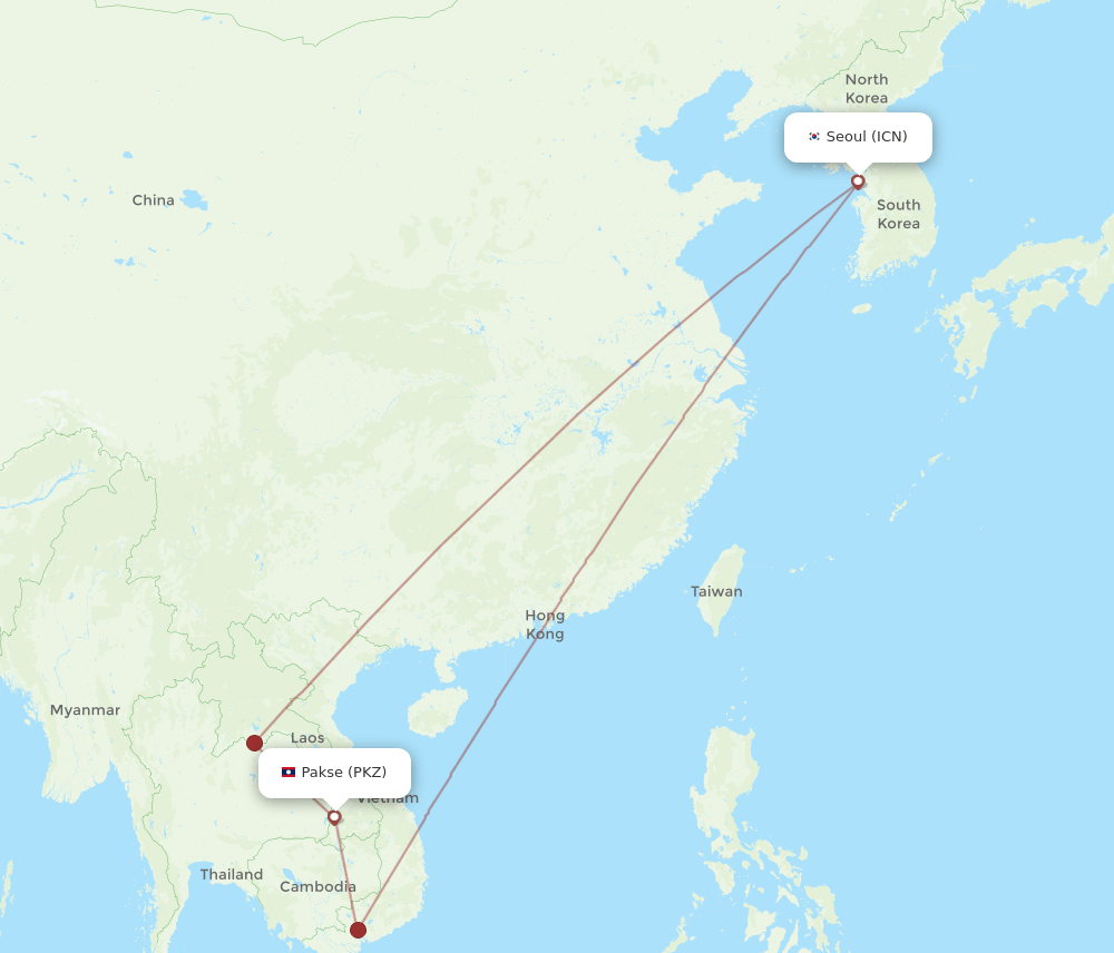 PKZ-ICN flight routes
