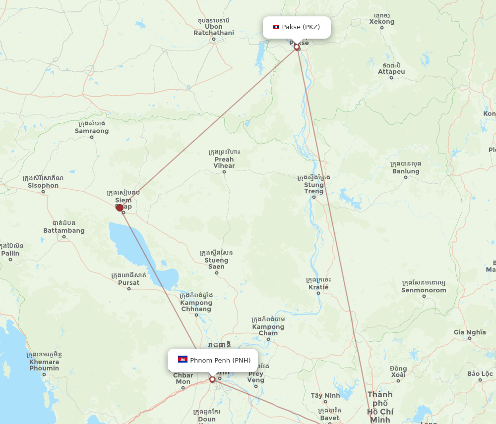 PKZ-PNH flight routes
