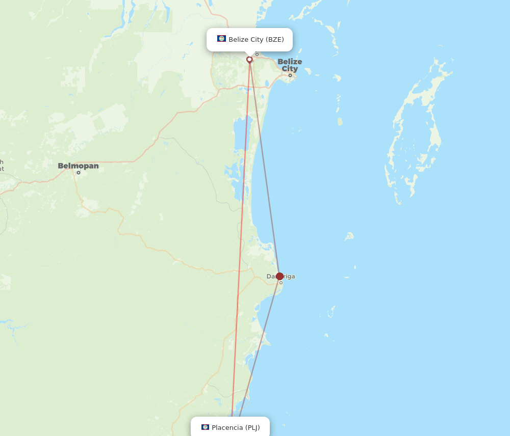 PLJ-BZE flight routes