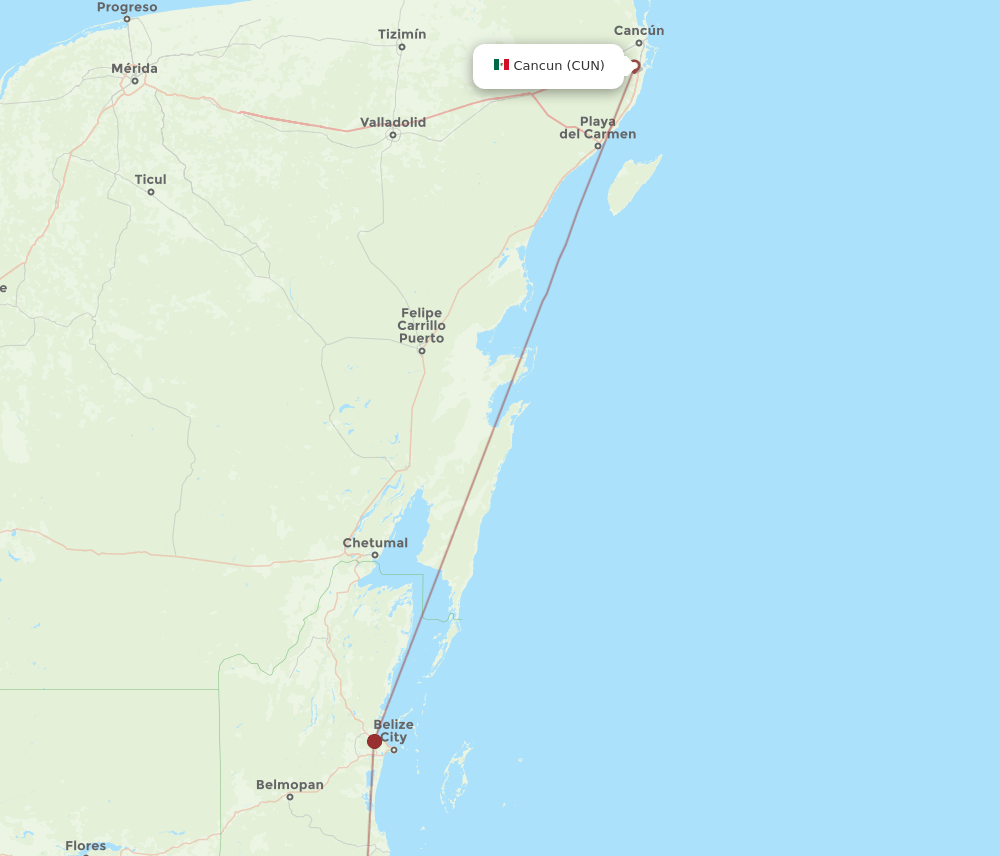 PLJ-CUN flight routes