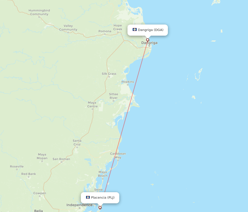 PLJ to DGA flights and routes map