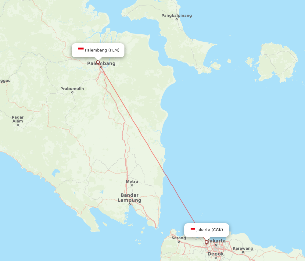 PLM to CGK flights and routes map