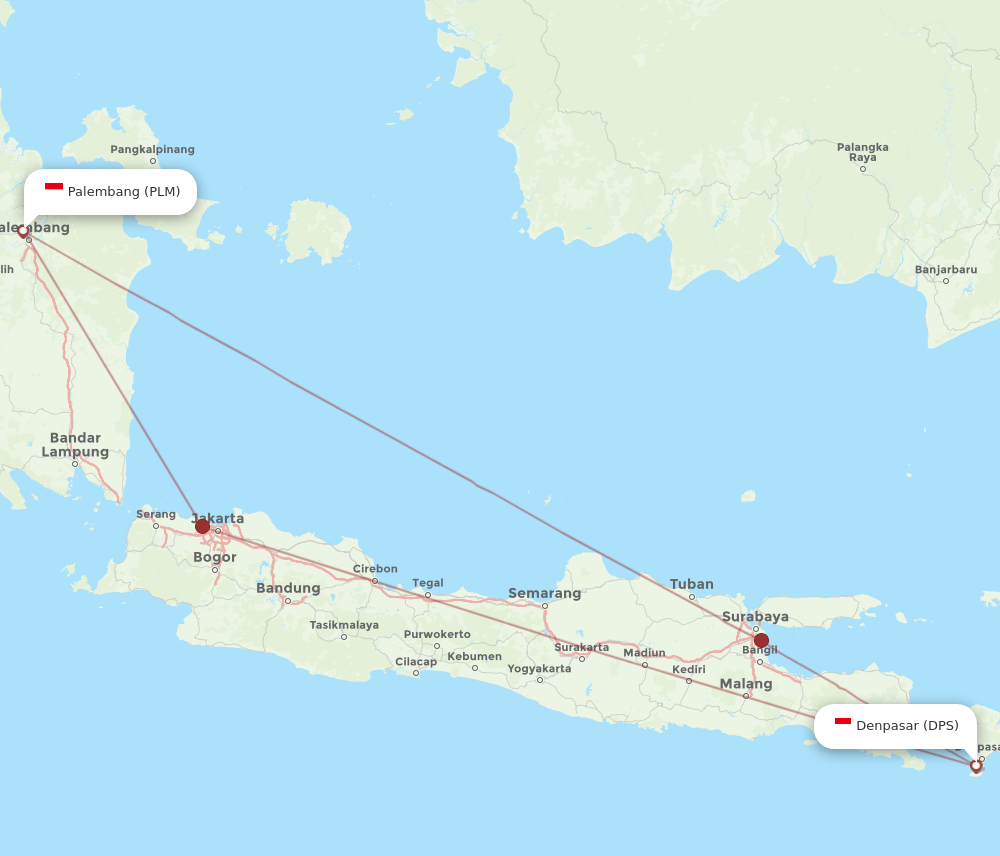 PLM to DPS flights and routes map