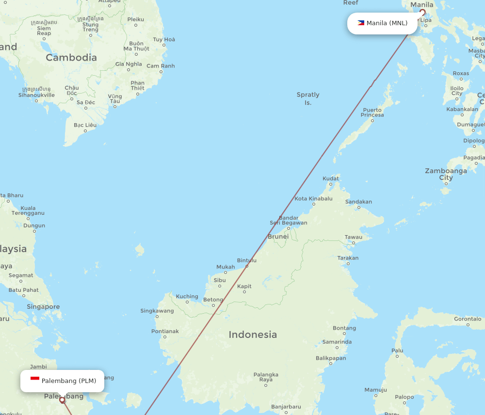 PLM-MNL flight routes