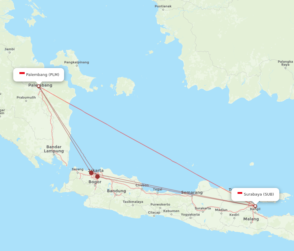 PLM to SUB flights and routes map