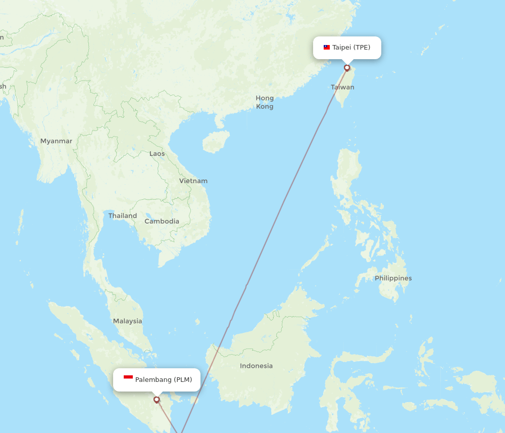 PLM to TPE flights and routes map