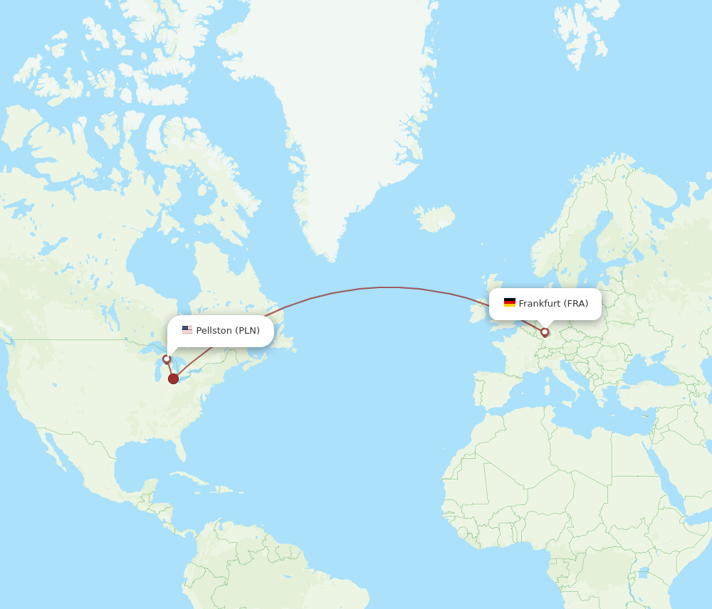 PLN to FRA flights and routes map
