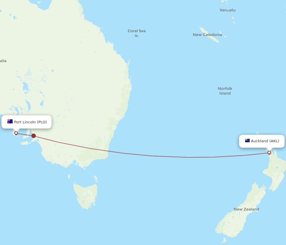 PLO-AKL flight routes