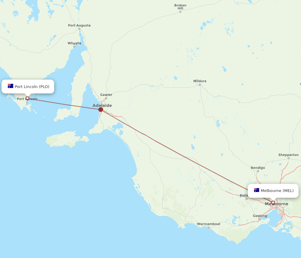 PLO-MEL flight routes