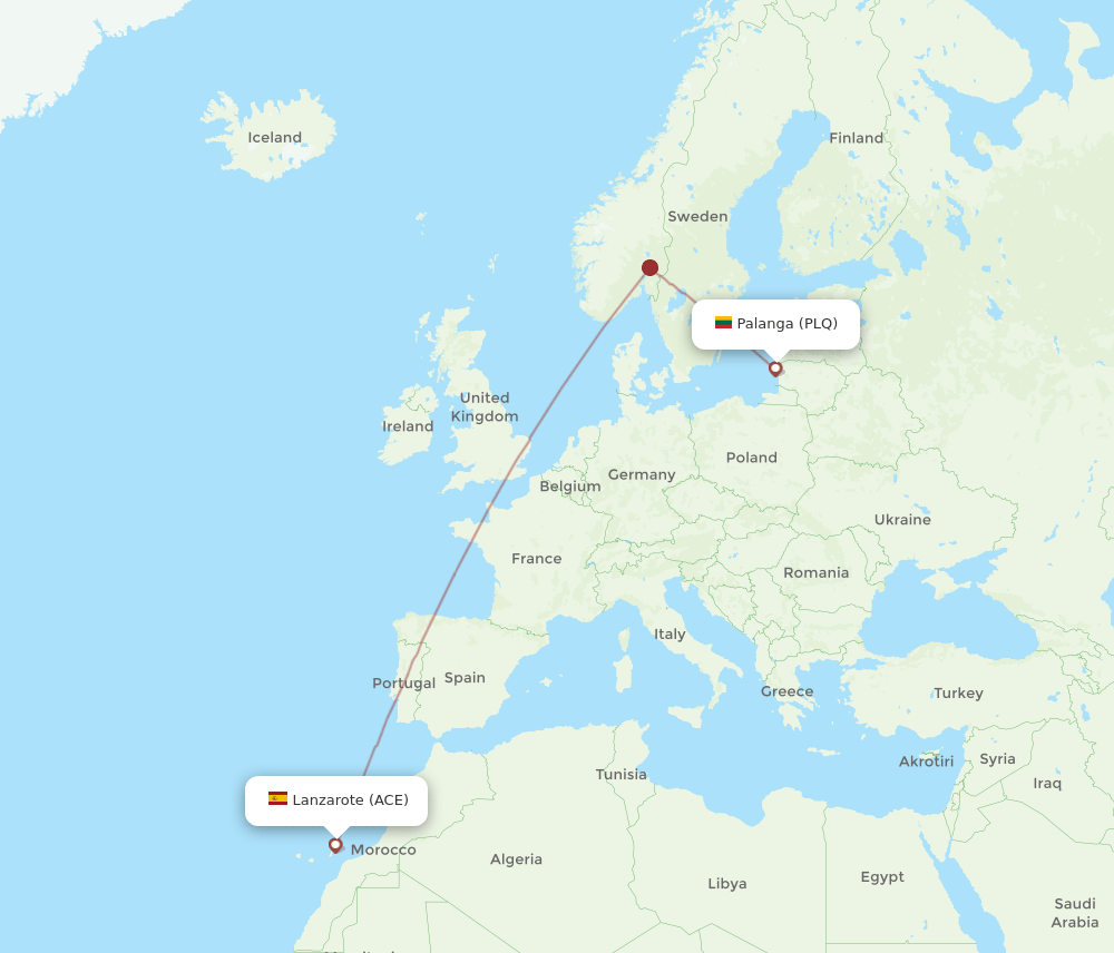 PLQ to ACE flights and routes map