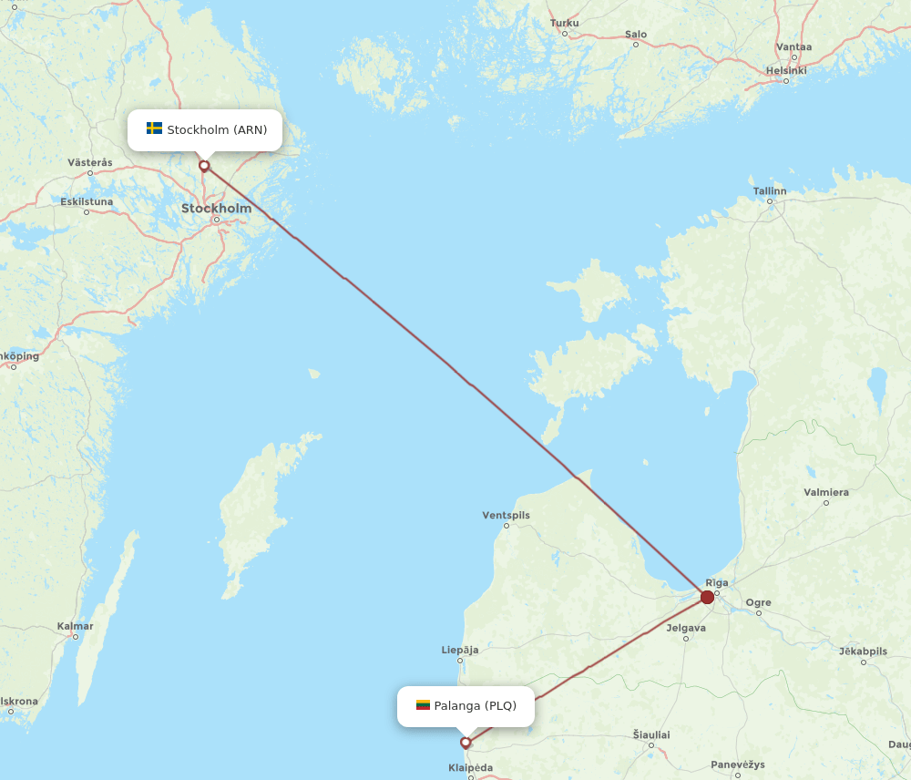PLQ to ARN flights and routes map