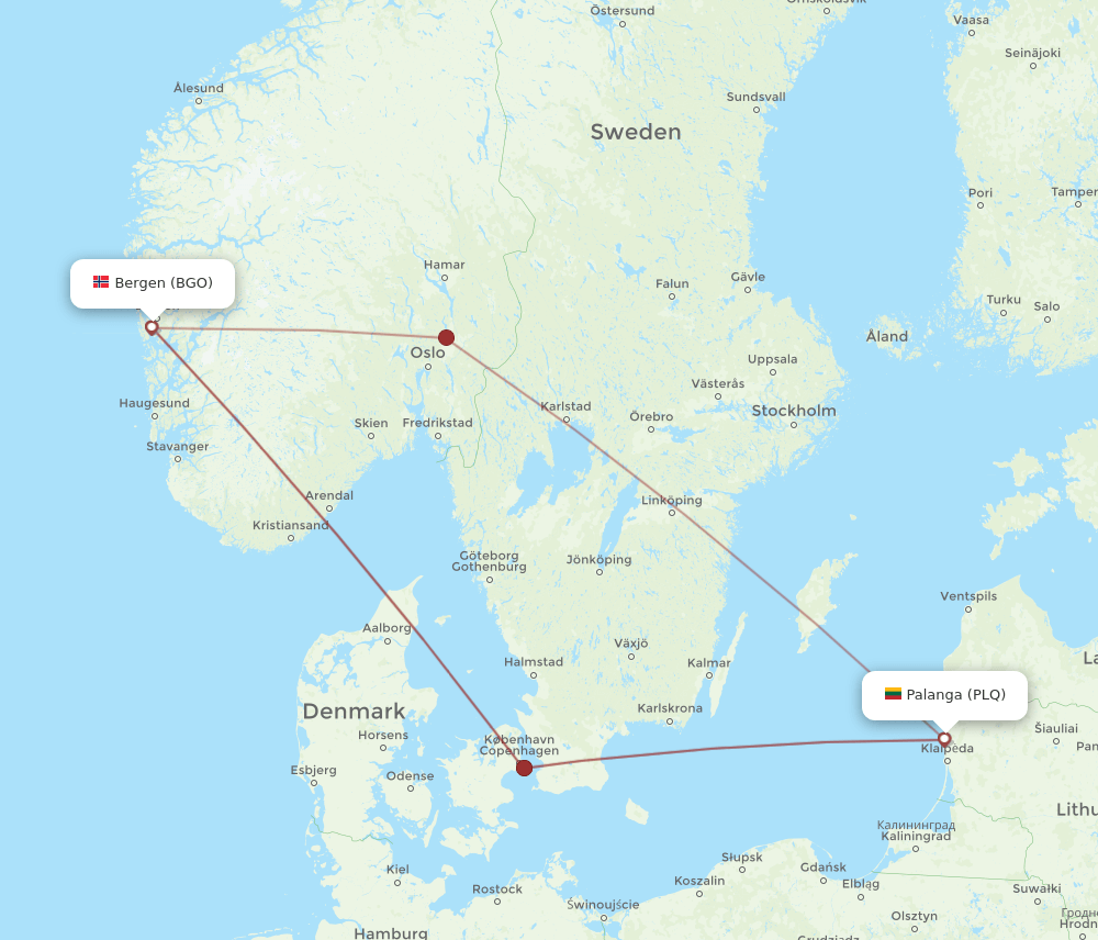 PLQ-BGO flight routes