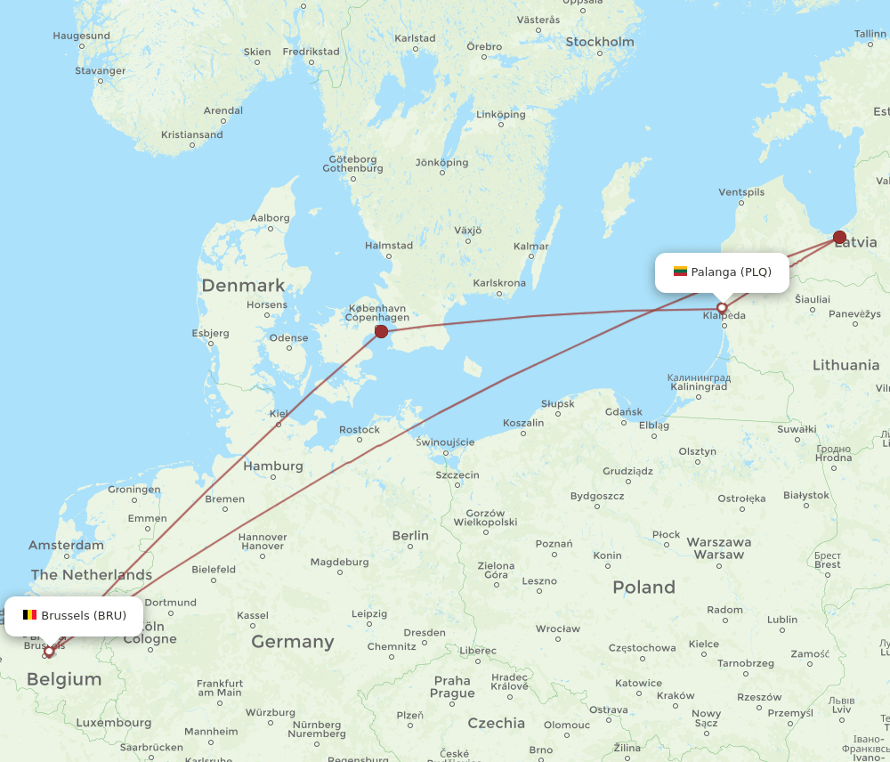 PLQ-BRU flight routes